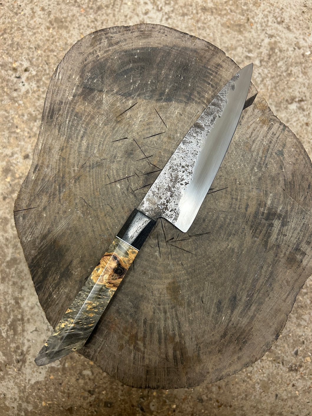 Chef Knife - Bog Oak & Burlwood Handle - 200mm